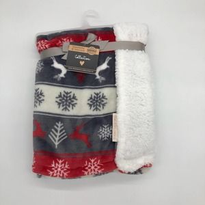 Blankets & Beyond Christmas Sherpa Baby Blanket Jumping Reindeer Deer Snowflakes